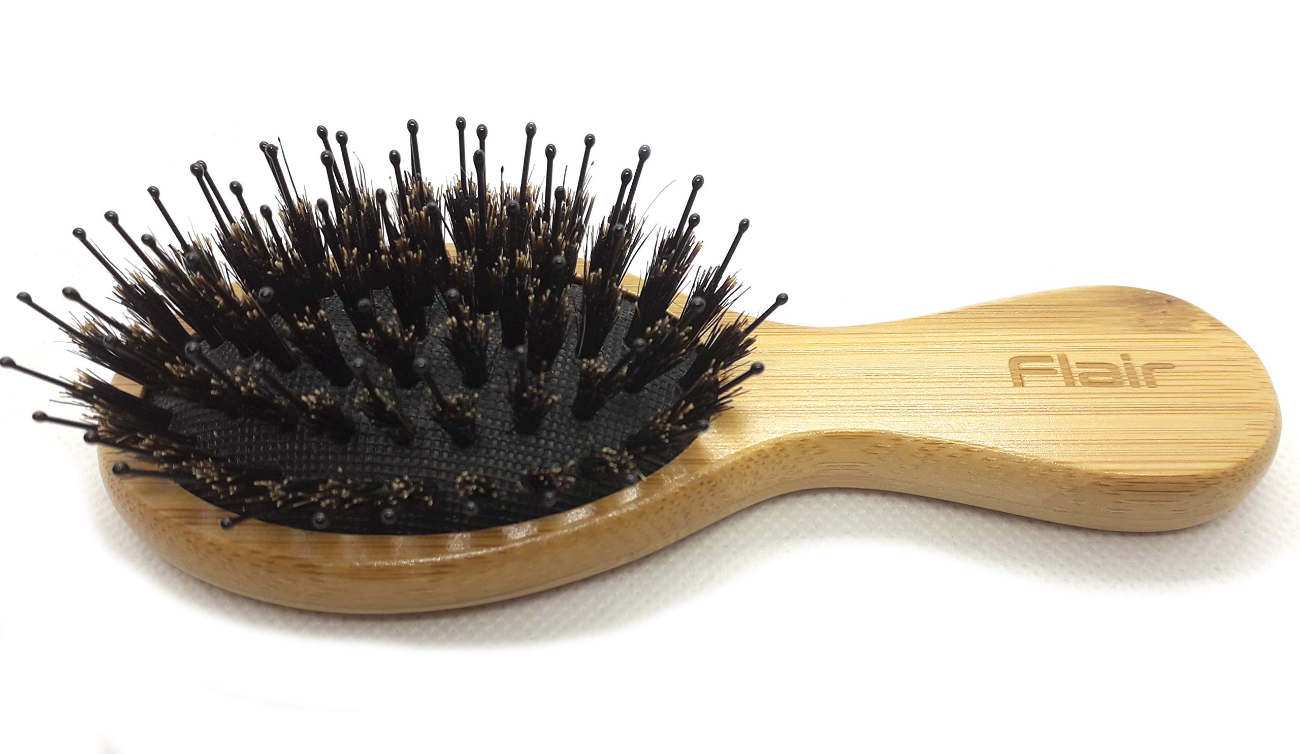 Flair Bamboo Boar Bristle Soft Nylon Mix Detangling Hair Brush (Mini)
