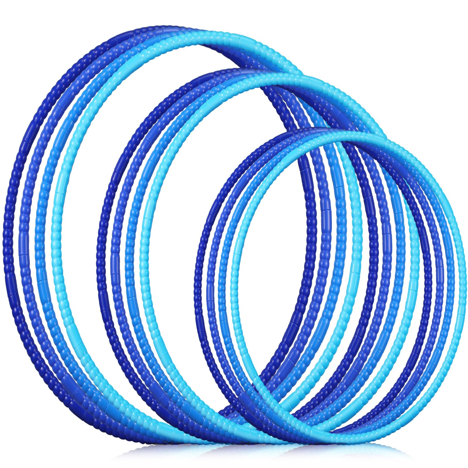 Photo 1 of Syhood 12 Pcs Toy Color Hoop Plastic Detachable Adjustable Hoop Light Weight Exercise Fitness Equipment Toy Waist Ring for Adult Party, 3 Sizes(Gradient Blue)