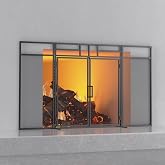 Fire Beauty 3-Panel Magnetic Fireplace Screen Wrought Iron Spark Guard | Hand Forged Metal Construction, Foldable Compact Storage, Anti Pinch Hinge Design For Family Indoor Fireplace Use