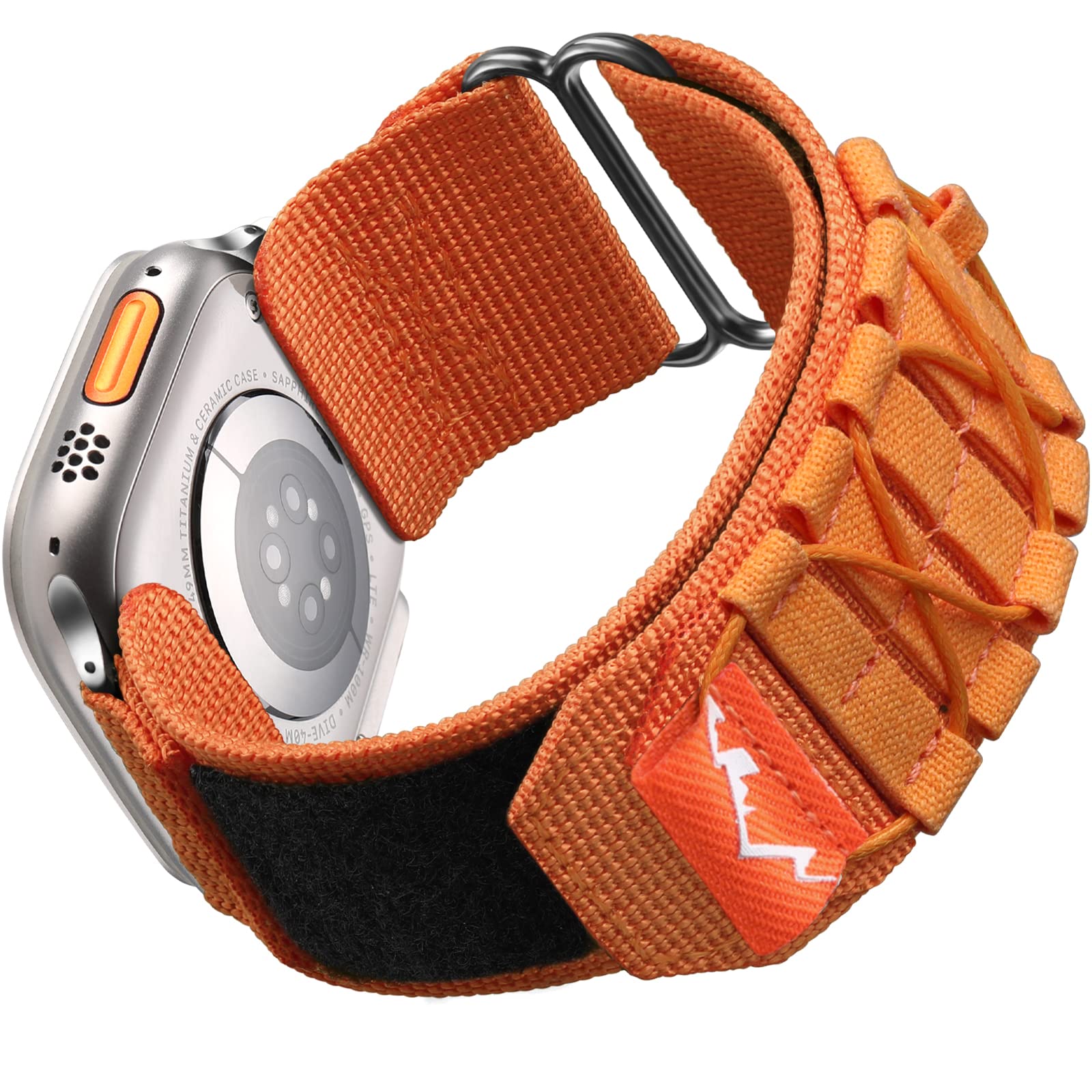 Upeak Compatible with Apple Watch 49mm 45mm 44mm 42mm Nylon Strap, Sport Writsband Nylon Braided Loop Band for iWatch Ultra 1/2/Series 9 8 7 6 5 4 3 2 1 SE, S - Orange
