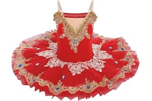 AFAVOM Girls Camisole Skirt Leotard Swan Lake Ballet Dance Outfit Sequin Platter Tutu Dress Ballerina Costume for Performance