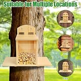 Suewidfay Squirrel Feeder with Lift-Up Lid Wooden Waterproof Durable view 2