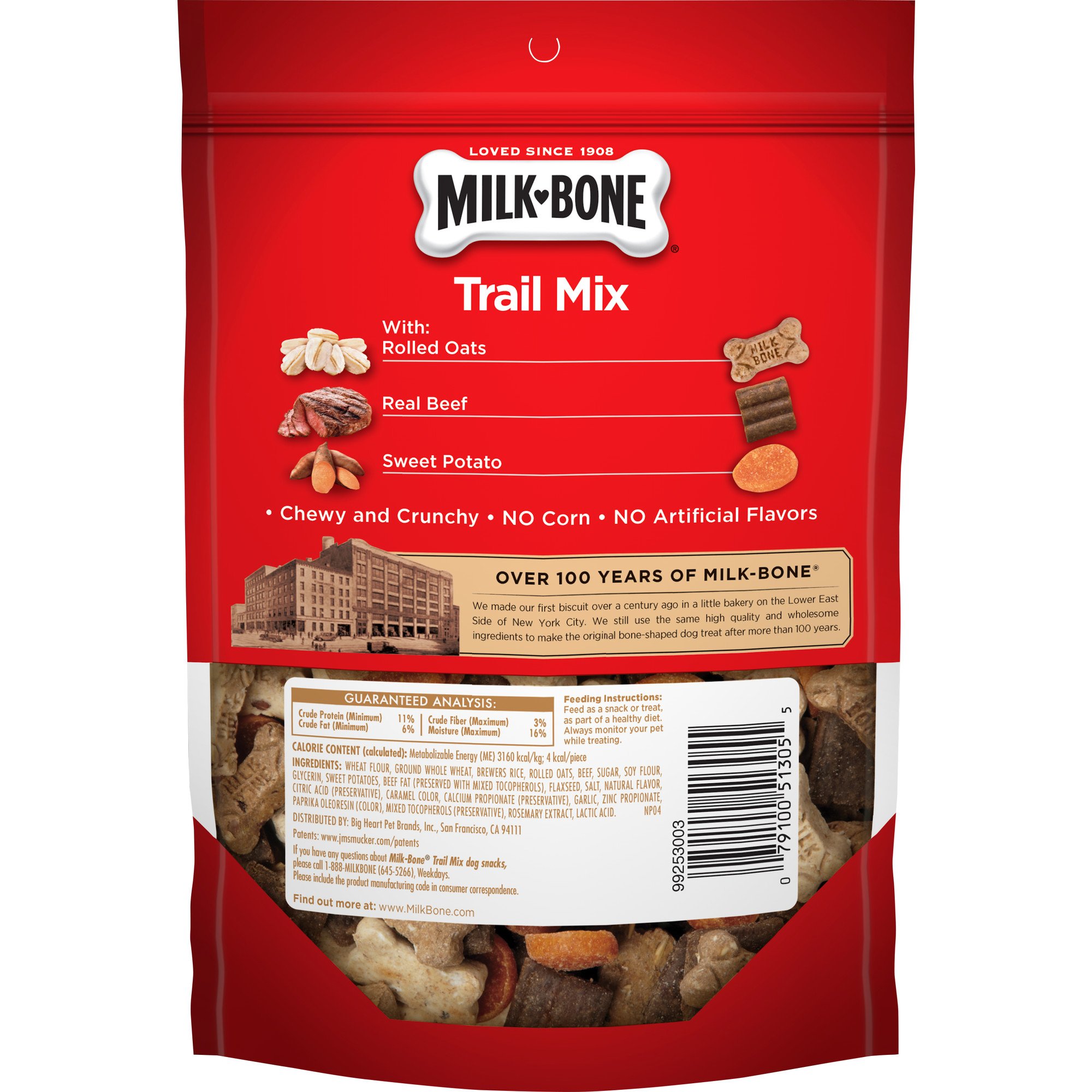 MilkBone Trail Mix Chewy & Crunchy Dog Treats, Beef & Sweet Potato