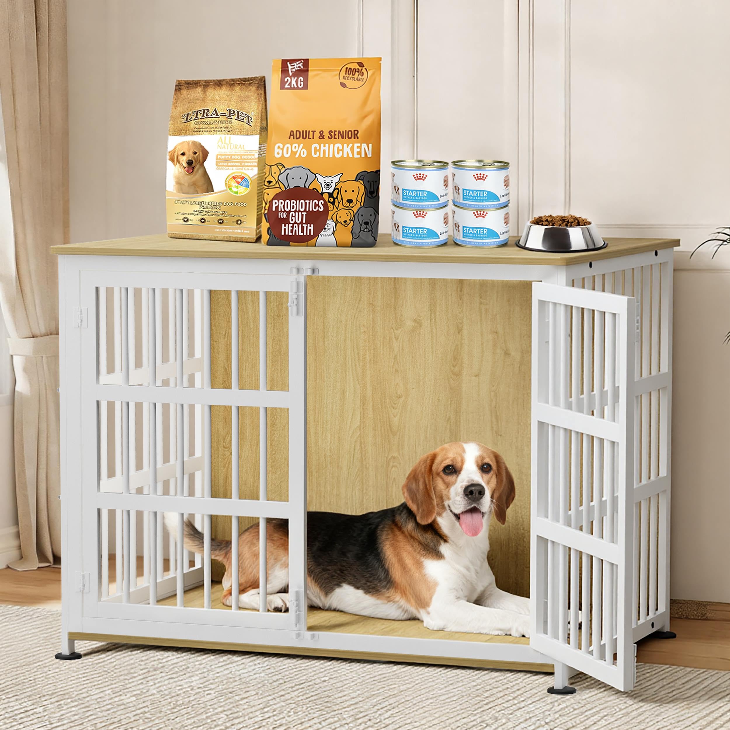 Photo 1 of ***FACTORY SEALED***CABZOON 41'' Dog Crate Furniture Large Breed Dog Crate Dog Kennels for Inside Wooden Dog Crates End Table Heavy Duty Indoor Combination Cage for Medium to Large Dogs Oak