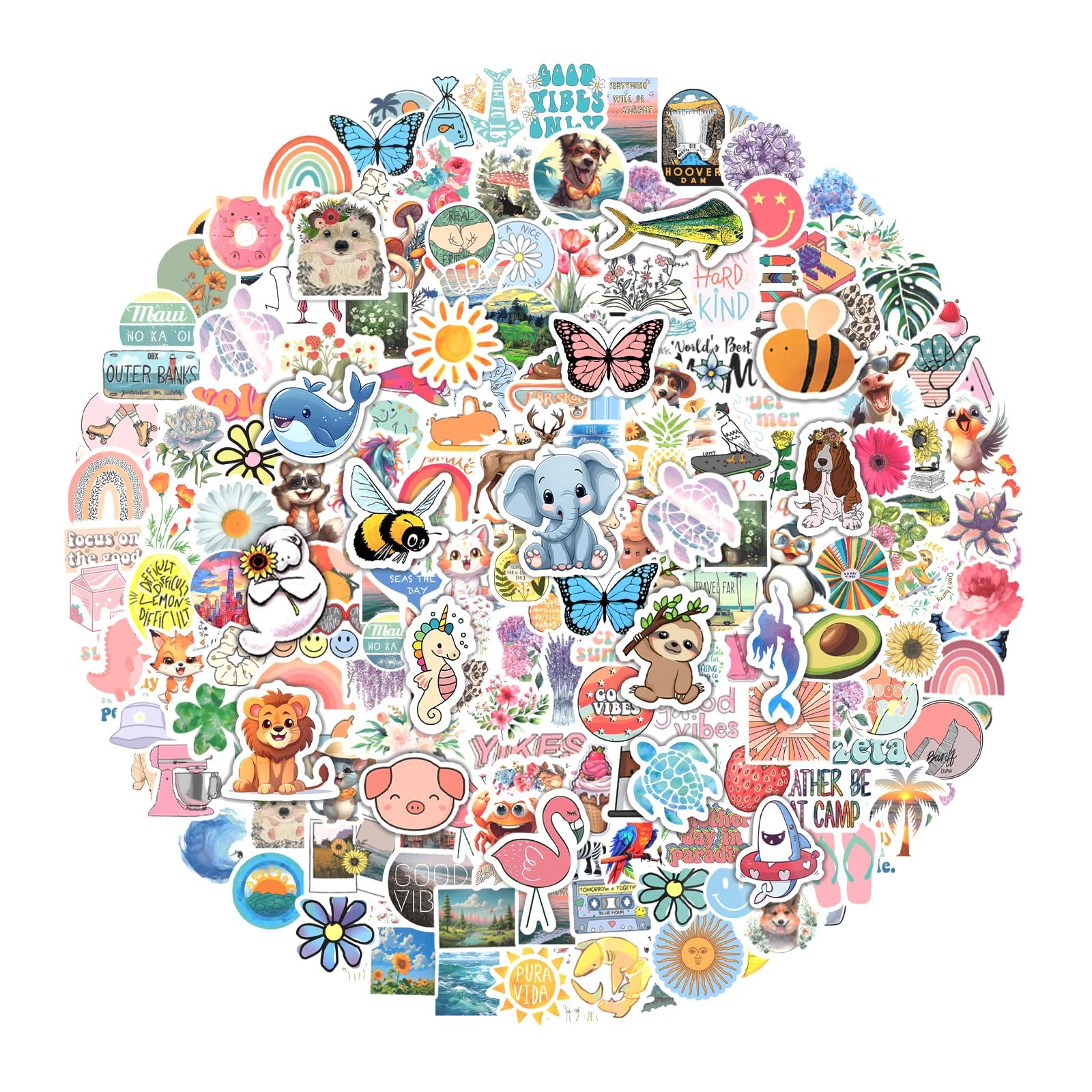 200Pcs Water Bottle Stickers for Kids, Cute Stickers for Water Bottles, Vinyl Waterproof Aesthetic Laptop Sticker Pack Classroom Prizes Skateboard for Kids Teens Girls Students