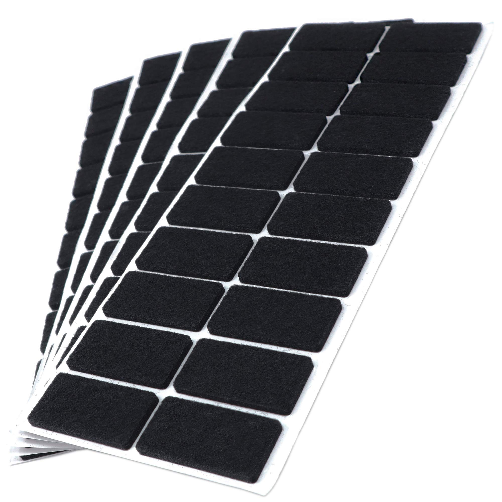Adsamm® / 100 x self-adhesive felt pads/Black / 0.79x1.57'' (20x40 mm) / rectangular / 0.138'' / 3.5 mm thick stick-on furniture felt glides/Furniture & Chair Glides