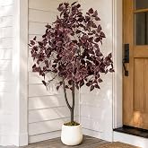BLOSMON 4ft Fall Trees for Porch Decor, Faux Plum Cimicifuga Tree with Pot | Realistic, Easy to Use, Outdoor Artificial Purple Eucalyptus Tree Plant, for Front Door, for Autumn, Halloween, Thanksgiving