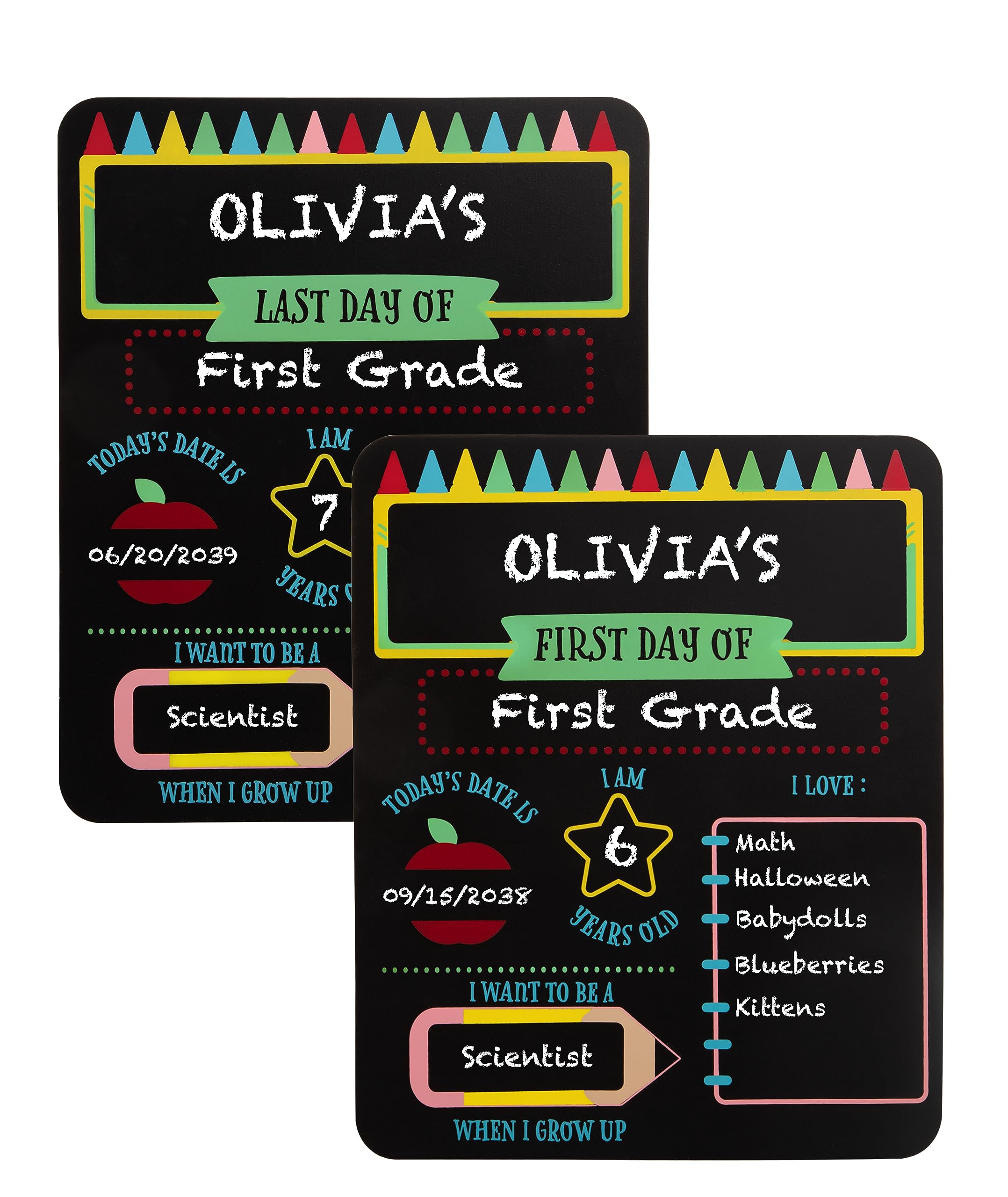 Photo 1 of Pearhead First and Last Day of School Reversible Chalkboard, Milestone Board, Reusable Photo Sharing Prop with Chalk, Celebrate School Memories and Milestones