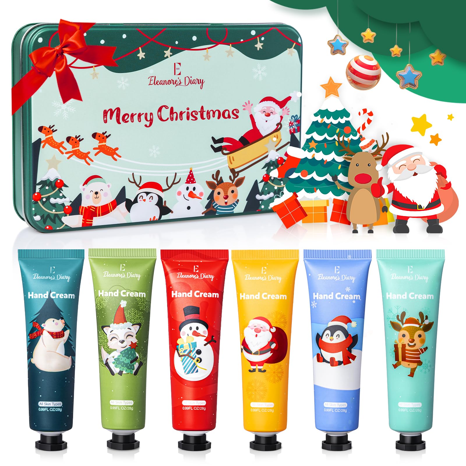 Hand Cream Gifts Set, Eleanore's Diary 6Pcs Shea Butter Mini Hand Lotion, Skin Care Gift Box,Christmas Stocking Stuffers Gifts for Women, Moisturizing Hand Cream for Dry Cracked Hand,Gifts for Her
