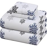 ZOYER Flannel Sheets King Size - 100% Cotton Double Brushed King Size Sheets Set - Deep Pockets 16 Inches Bed Sheets - All Seasons Breathable & Extra Soft - Warm & Cozy, 4 Piece, White Snow