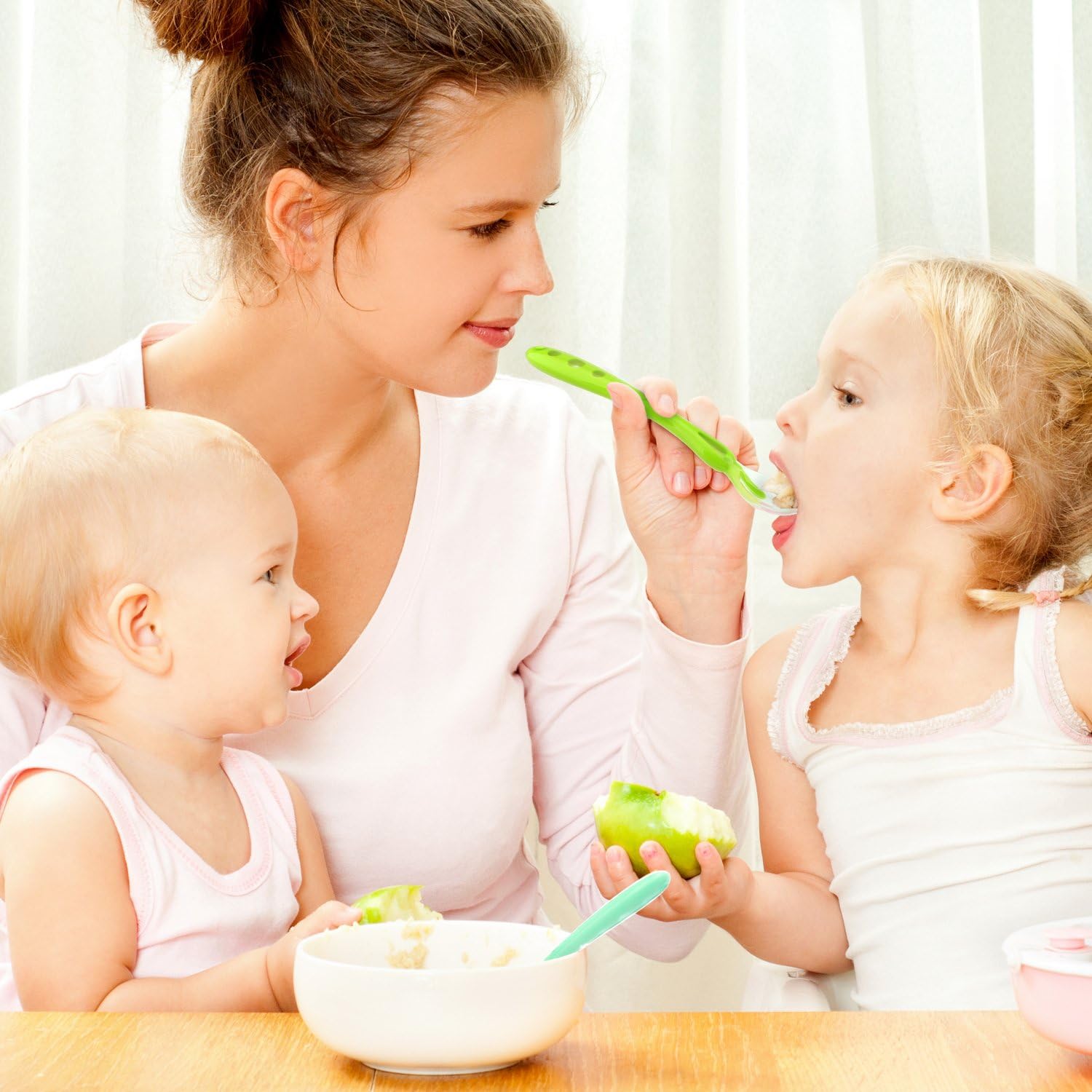 Zooawa Ensemble De Cuillere A Nourriture Pour Bebe Lot De 2 Kit De Cuillere De Silicone Pour Plus De 4 Mois Bebe Bleu Vert Cuilleres Dalimentation Pour Aider De Nourriture Vaisselle Bebe