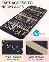 bagsmart Dual-Sided Jewelry Organizer Hanging 32 Pockets with 3 Wave Hooks view 2