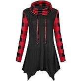 Cestyle Womens Fall Long Sleeve Cowl Neck Asymmetrical Hemline Flowy Tunic Top