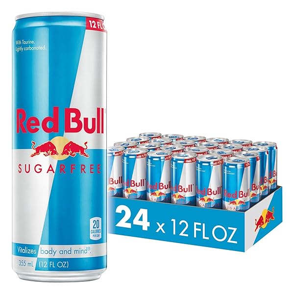 RED BULL SUGAR FREE ENERGY DRINK WITH 114MG CAFFEINE PLUS TAURINE & B VITAMINS, 12 FL OZ, PACK OF 24 CANS