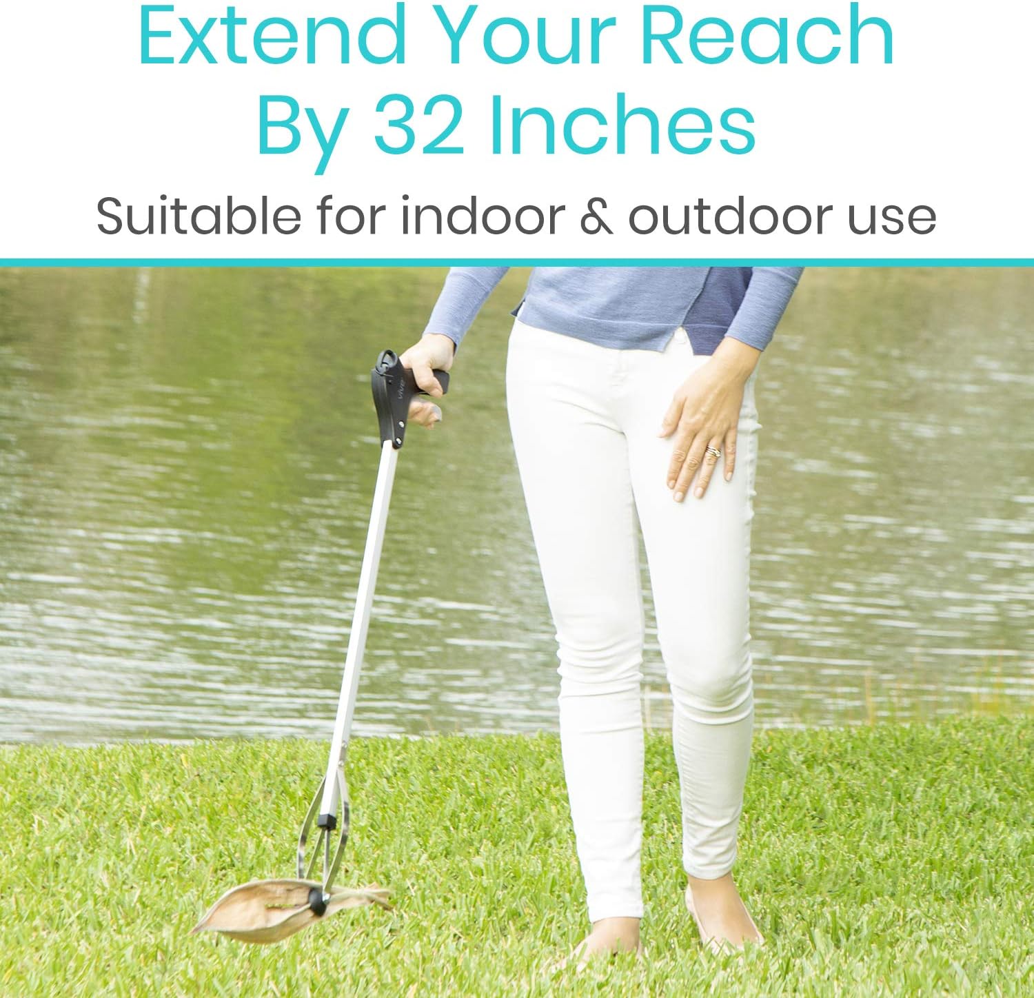 Vive Suction Cup Reacher Grabber - 32" Heavy Duty Mobility Grip Hand Aid - Handle Tool Light Bulb Remover, iPad Pickup, Long Handled Trash Litter Picker, Garbage Garden Nabber Extender Arm: Home Improvement