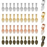 100 Pcs Spoon Glue On Bails Pendants Flat Pendant Bails Jewelry Bails, 5 Colors Plated Small Pendant Bails Necklace Bails Oval Glue On Earring Bails for DIY Crafts And Jewelry Making Supplies