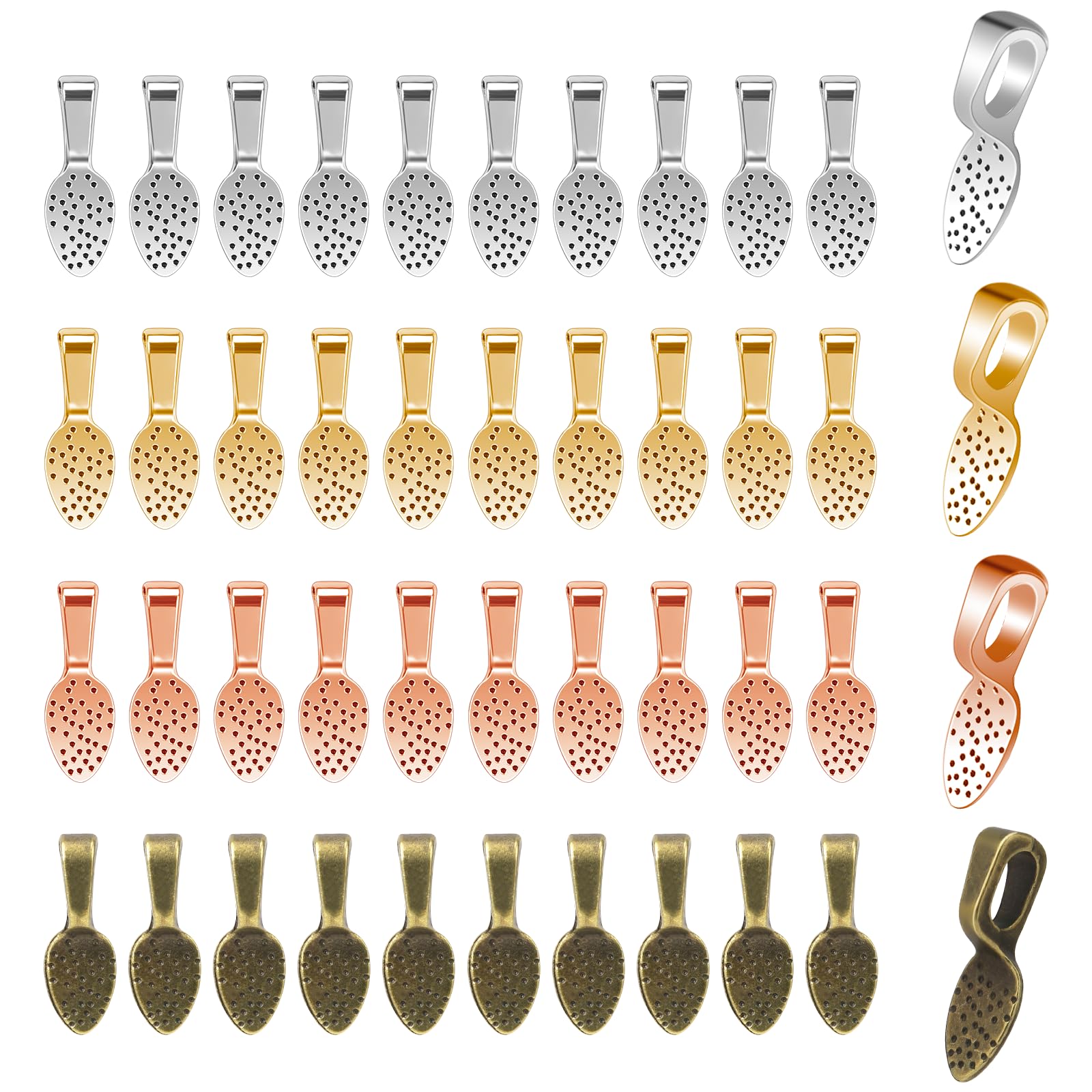 Photo 1 of 100 Pcs Spoon Glue On Bails Pendants Flat Pendant Bails Jewelry Bails, 5 Colors Plated Small Pendant Bails Necklace Bails Oval Glue On Earring Bails for DIY Crafts And Jewelry Making Supplies