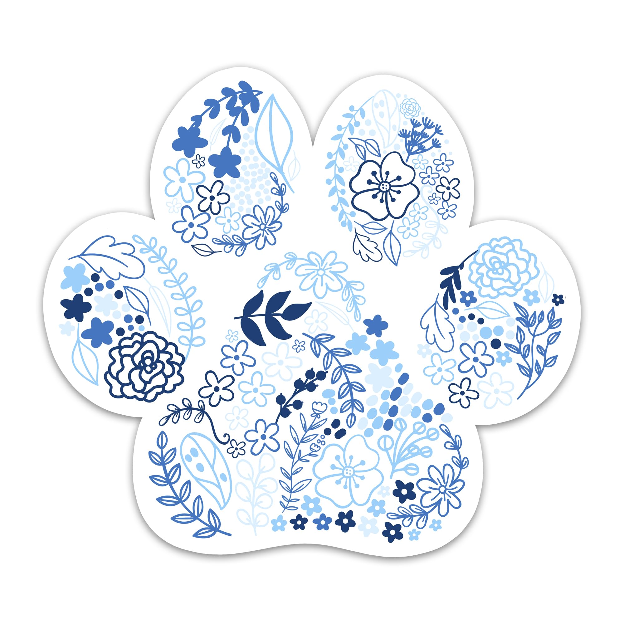 Photo 1 of (3PCs) Flower Dog Paw Sticker, Blue Floral Paw Decals Waterproof Vinyl Stickers for Laptop Water Bottle Tumbler Phone Case Notebook Scrapbook Tablet, Cute Dog Lovers Stickers (3 Inches)