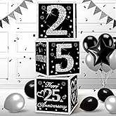 Frakron 3Pcs 25th Wedding Anniversary Decorations Boxes for Men Women Black Silver Happy 25th Anniversary Balloons Boxes 25th Anniversary Party Supplies We Still Do Anniversary Decorations