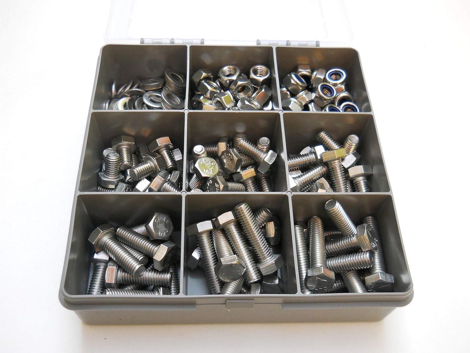 Set of 225 Assorted M8 Hex-Head Set Screws/Bolts, Nuts and Washers -DIN 933- A2-70 (304 Grade) Stainless Steel - Image 4