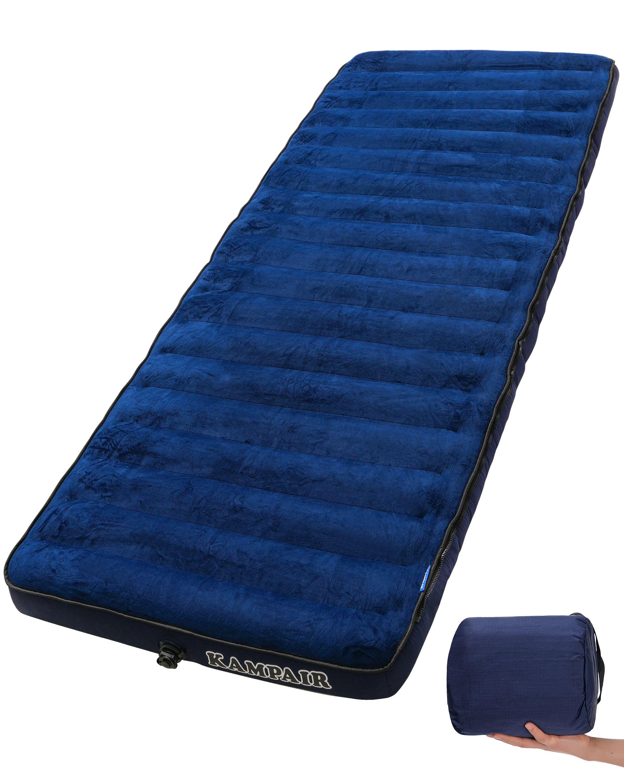 Photo 1 of Kampair Inflatable Sleeping Pad for Camping, Extra-Thick 4.75 Inch Air Mattress with Soft Cotton Top, Machine Washable, Family Lightweight 4-Season Pad for Camping, Traveling & Hiking, Blue