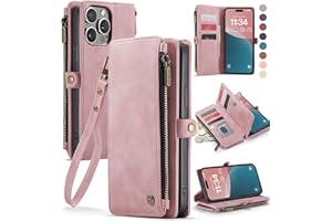 Defencase Compatible with iPhone 15 Pro Max Case Wallet with RFID Blocking Card Holder for Women Men, PU Leather Magnetic Snap Flip Zipper Strap Wallet Phone Case Fit for iPhone 15 Pro Max, Rose Pink