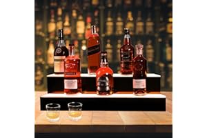 JoanKaren LED Lighted Liquor Display Shelf, 40-Inch 2-Tier Acrylic Wine Rack with APP & Remote Control, 16 Color Changing LED