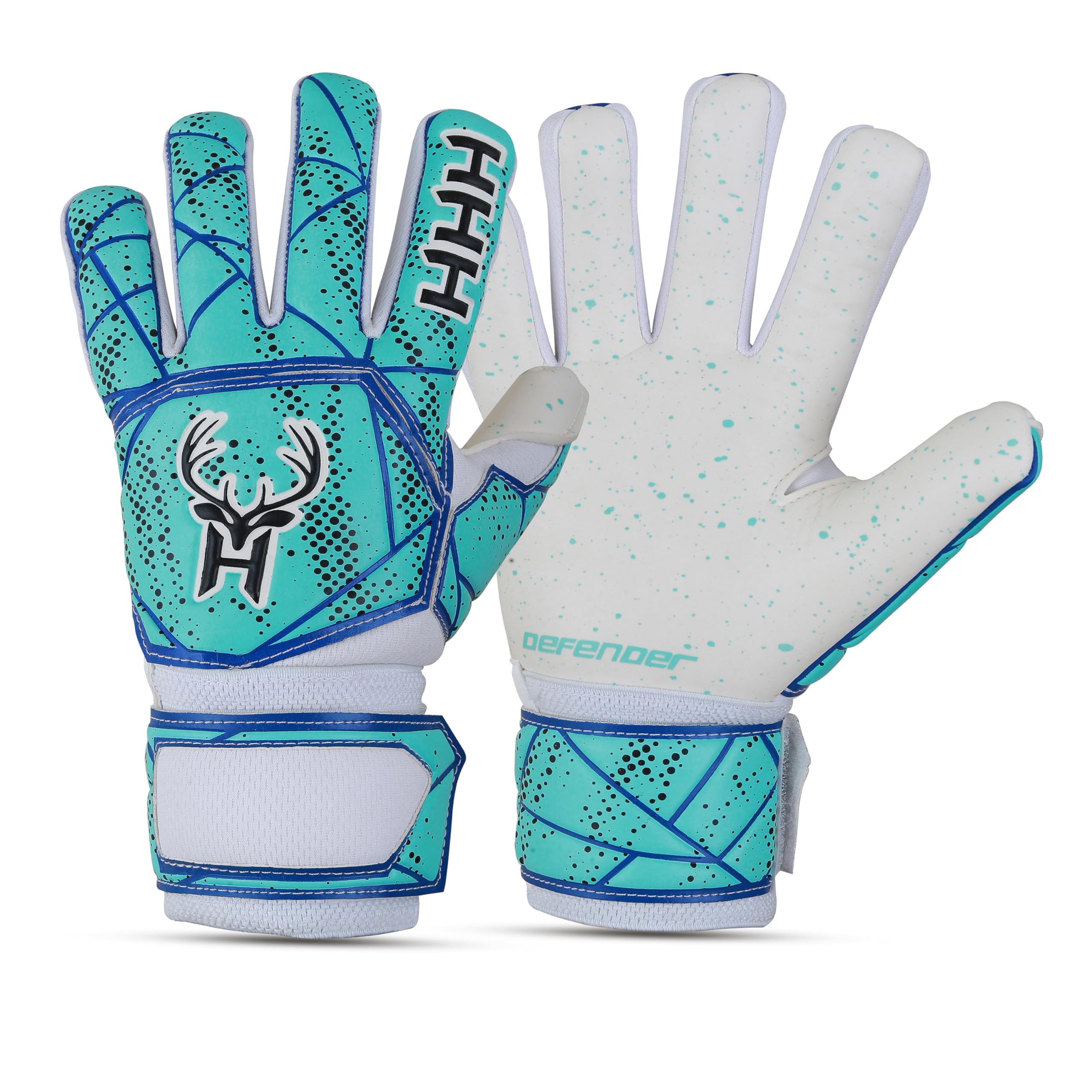 HHH Football Goalkeeper Gloves For Boys, Kids Youth Adult Soccer Goalie Gloves with 4mm Latex Finger Spine Protection Super Grip Palm Goalkeeping Gloves (Aqua, 4)