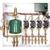Hydronic Radiant Heat Control Panel 4-Zone - All Needed Components Assembled, High Efficiency Pump UPSe15-58, Heated Floors, Radiant Heat, Snow Melt, Includes Expansion Tank, Air Separator, and more