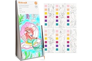 KIDCRAFT Paint with Water Coloring Books for Kids, Pocket Mess Free Watercolor Painting Kit, Water Color Paint Set Arts and Crafts Gift for Girls Ages 4 5 6 7 8+, Travel Activity Toy - Mermaid