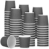 Yaomiao 200 Pcs 4 oz Disposable Espresso Coffee Cups Ripple Corrugated Paper Insulated Hot Cups for Party Cold Drinks Hot Beverage Tea(Gray)
