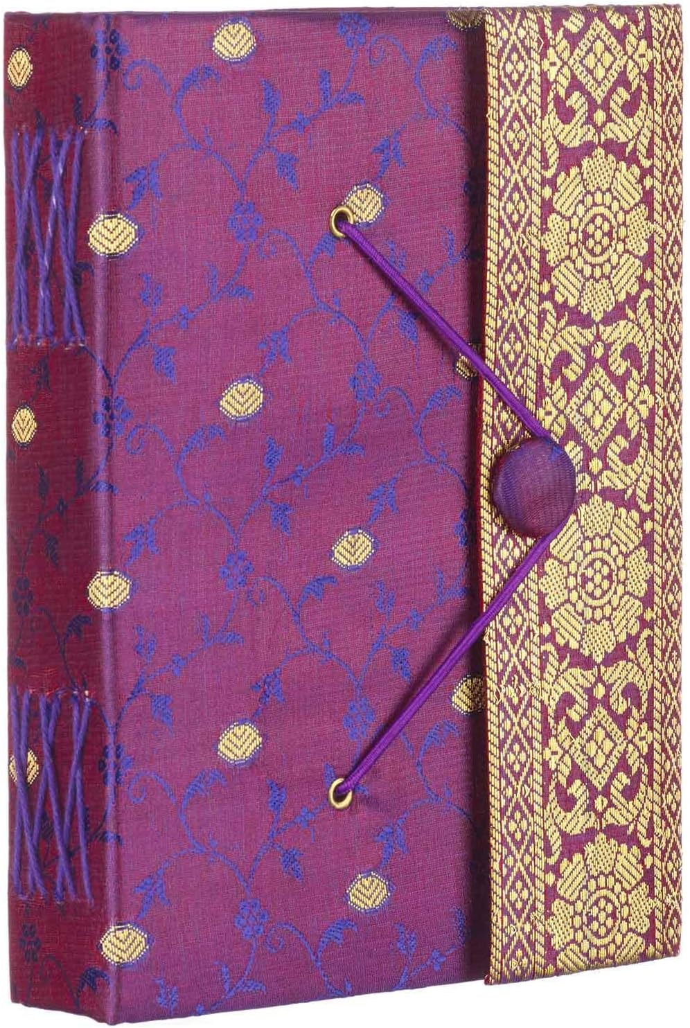 Sari Journal Large 14cm x 18.5cm, Purple, Unlined Recycled Paper, Elastic Closure, Notebook and Diary, Indian Stationery Gift - Image 3
