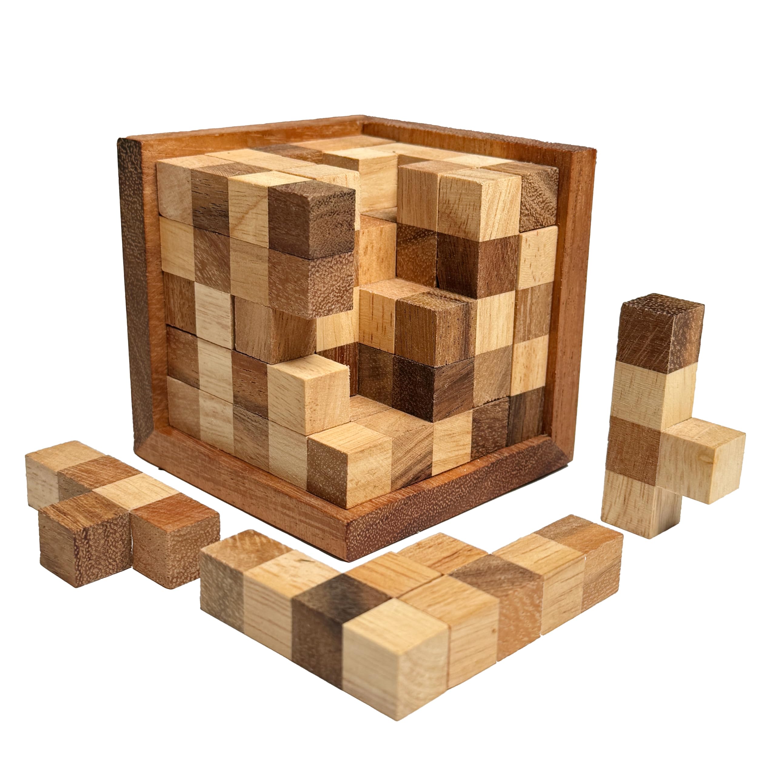 3D Cube Wooden Puzzle, brain-teaser IQ games