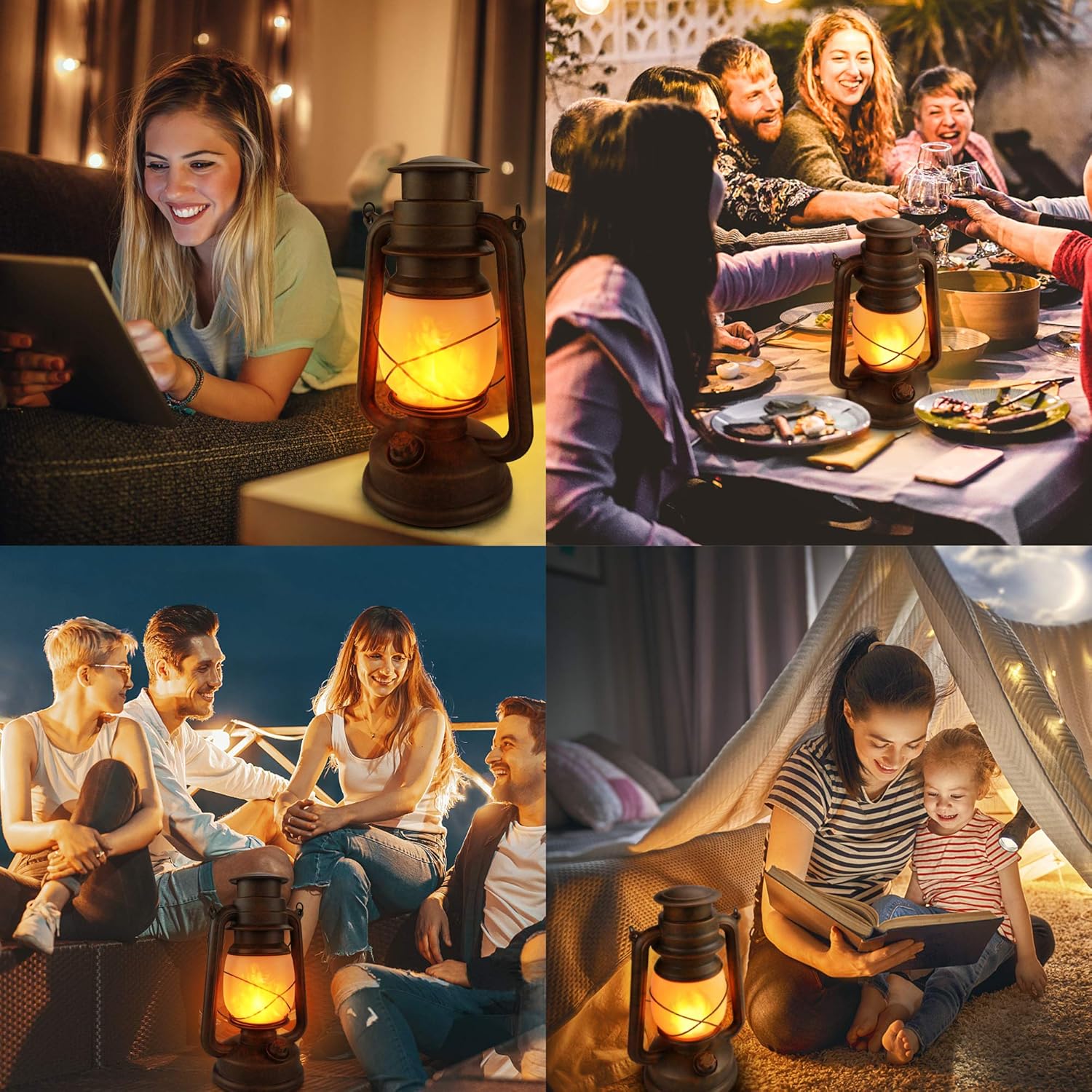 Yinuo Candle Flame Light Vintage Lantern, Flickering Camping Lantern Tent Light with Two Models LED Night Lights Decor for Patio Garden Party Outdoor or Indoor with Remote Control Battery Operated: Sports & Outdoors