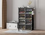 HOMIDEC 2 x 7 Tier Shoe Rack Storage Cabinet 28 Pair Plastic Shelves view 2