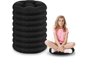 Fumete 8 Pcs 16 Inch Round Floor Cushions for Kids and Toddlers, Flexible Seating Classroom Furniture Floor Pillow for Home, Daycare, Preschool, Yoga and Meditation (Black)