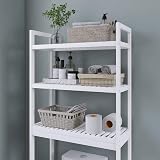 SMIBUY Bamboo Over-The-Toilet Storage Shelf 3-Tier White Freestanding view 8