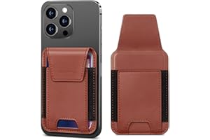 nuoku Leather Magnetic Phone Wallet for iPhone 15 14 13 12 Series, Intended for Magsafe Wallet with Privacy Flap Cover, Not for 13 Mini/12 Mini, Max fits 6 Cards