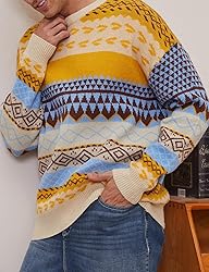 Flygo Men's Vintage Grandpa Sweater Crewneck