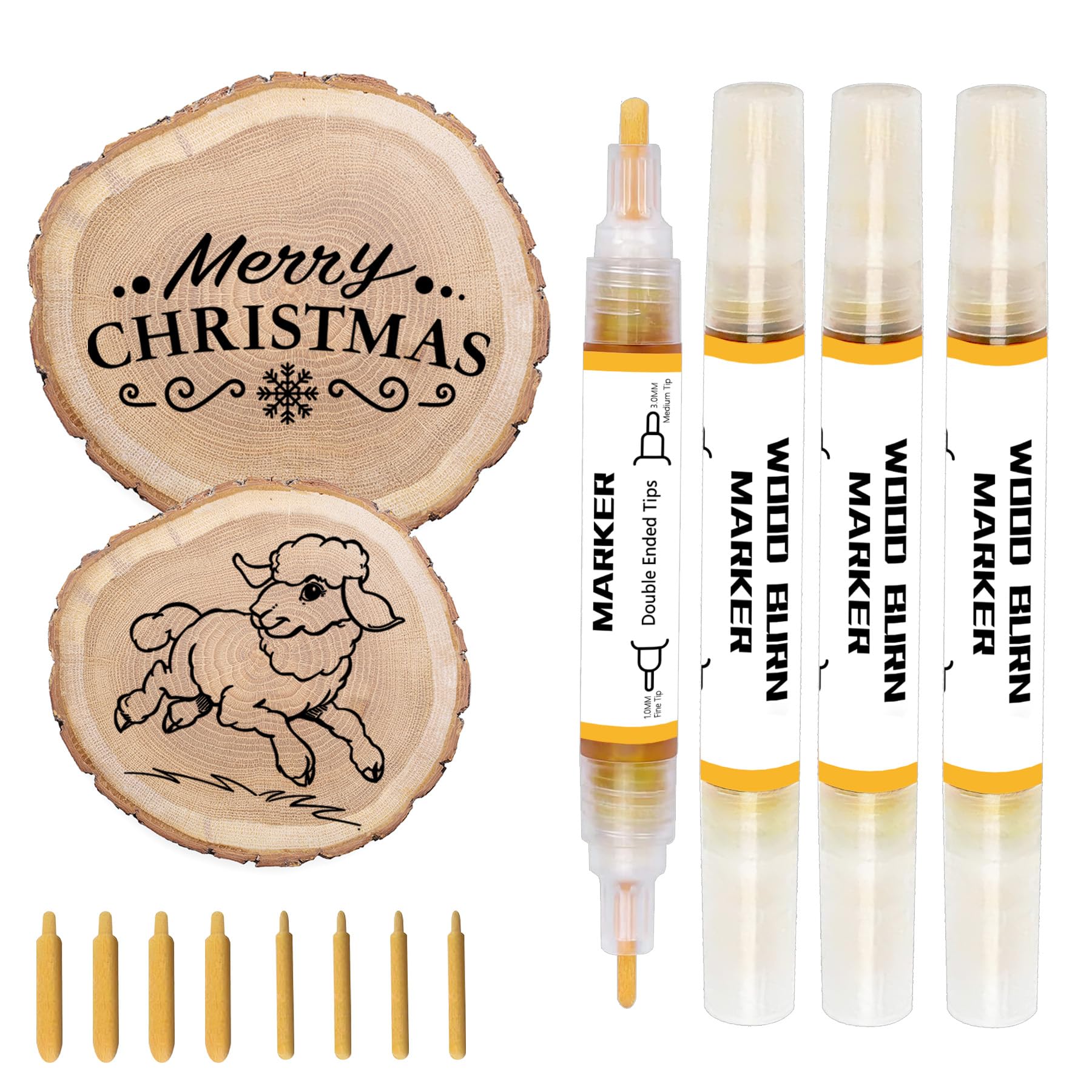 kintsukuroi Wooden Burning Marker, 4PCS Wood Burn Pen Double Sided for Wood Burn, Accurately & Easily Burn Designs on Crafts, Suitable for Beginners DIY