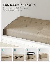 SONGMICS MAZIE Storage Ottoman Bench 76 cm Folding Foot Rest End of Bed Green view 7