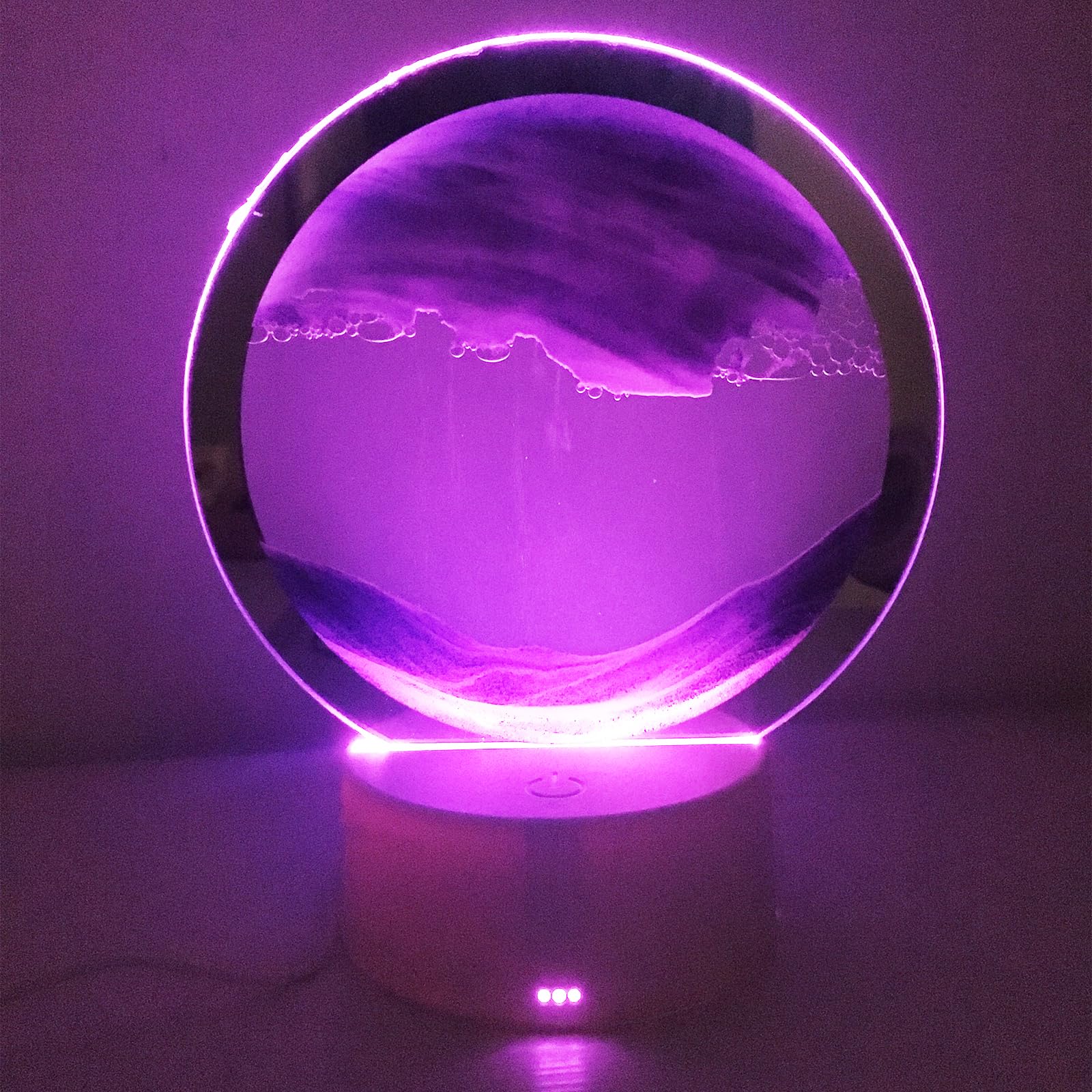 Neioaas 3D Moving Sand Art Liquid Table Lamp, 3D Hourglass Deep Sea Quicksand Lamp, RGB Colour Sand Painting Night Light, 360° Rotating Hourglass Decoration, Life Home Desktop Decoration (Purple)