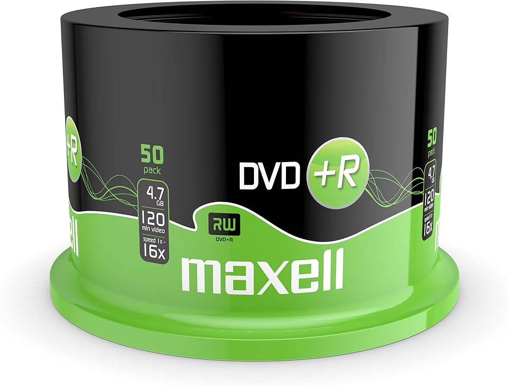 Maxell DVD+R 4.7GB 16X 120 Min Matt Silver - 50 Disc Spindle Pack