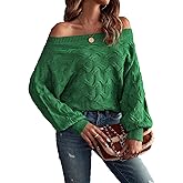 Verdusa Women's Off The Shoulder Knit Sweater Tops Long Sleeve Pullover Sweaters Spring Brunch Outfits
