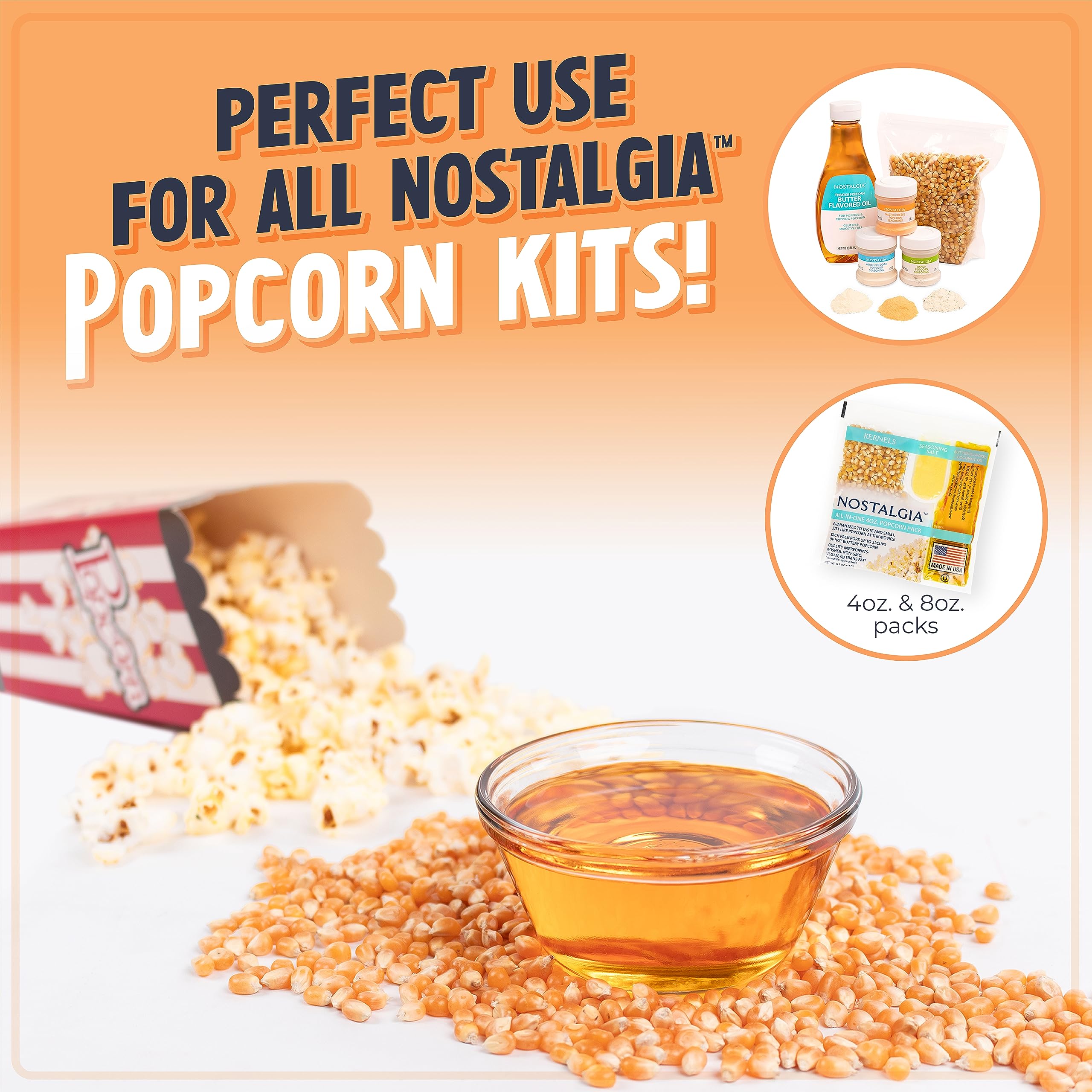 Nostalgia Electric Non Stick Stirring Popcorn Maker for 8 Cups of Theater Style Popcorn with Hot Oil - Dual-Use Lid & Serving Bowl Cool Touch Handles - Easy to Store - Red