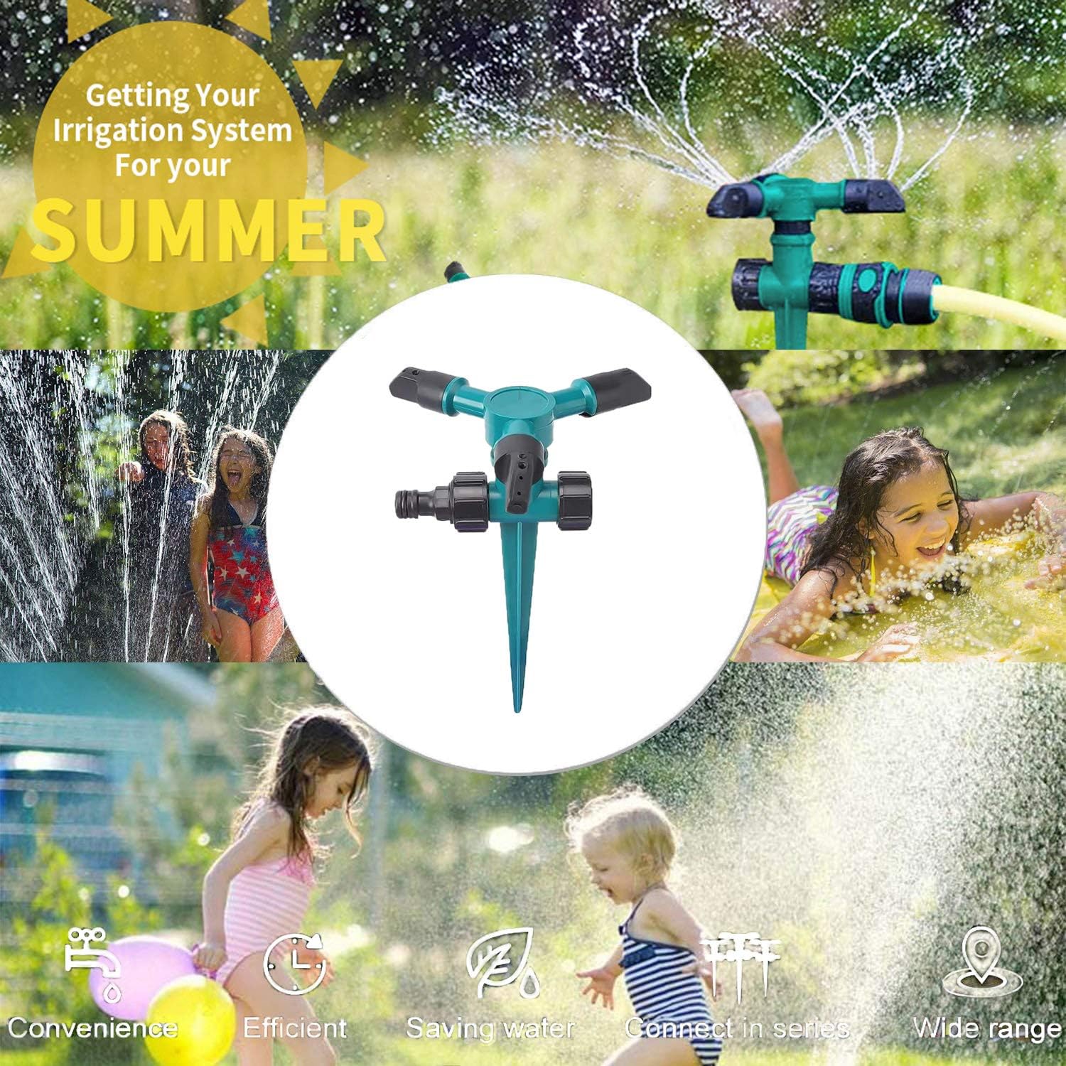YAUNLEL Garden Lawn Vegetable Garden Yard Sprinkler, 360° Rotating Ground Sprinkler with Up to 3, 000 Sq. Ft Coverage-Automatically Watering Irrigation System Leak-Proof. : Garden & Outdoor