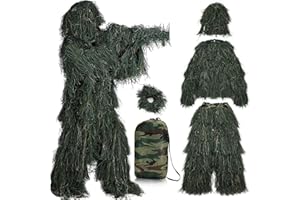 afzdby 5 in 1 Ghillie Suit,3D Camouflage Hunting Apparel Including Jacket,Pants,Hood,Carry Bag for Kids Adults/Youth