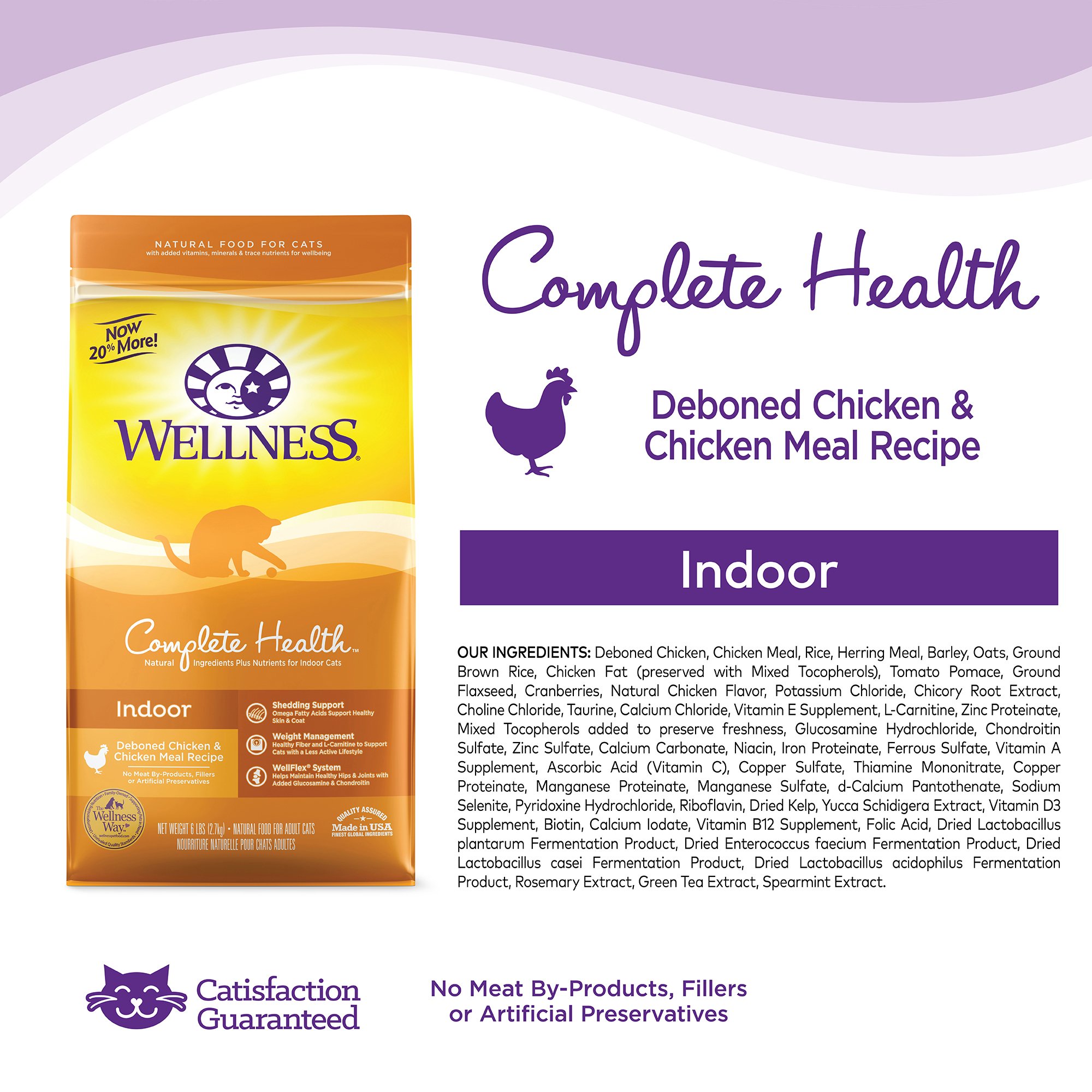 Wellness Complete Health Natural Dry Cat Food, Indoor Chicken Recipe, 2