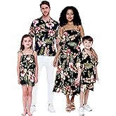 Matchable Family Hawaiian Luau Men Women Girl Boy Clothes in Black Rafelsia