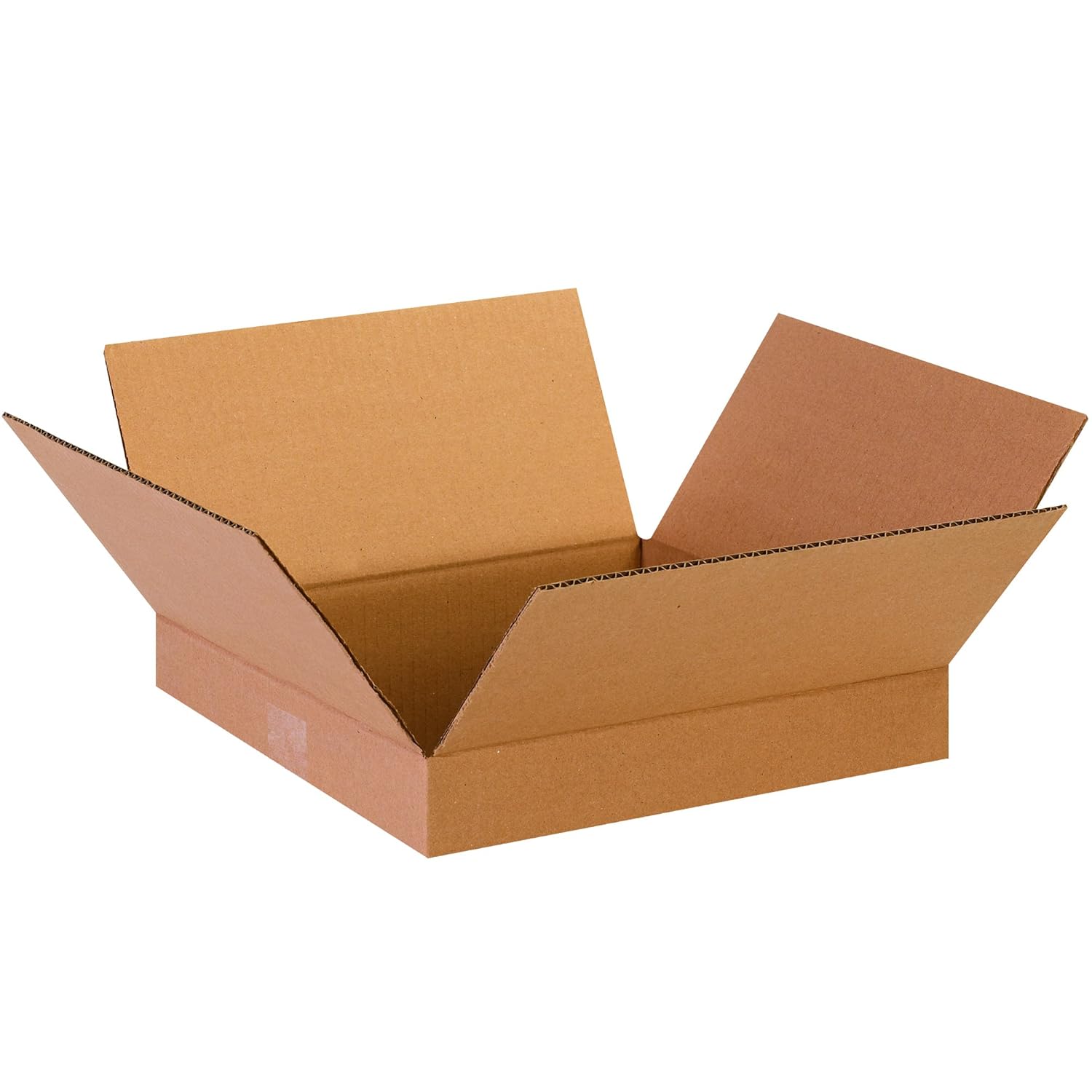 BOX USA B12123 Flat Corrugated Boxes Kraft 12L x 12W x 3H Pack of 25